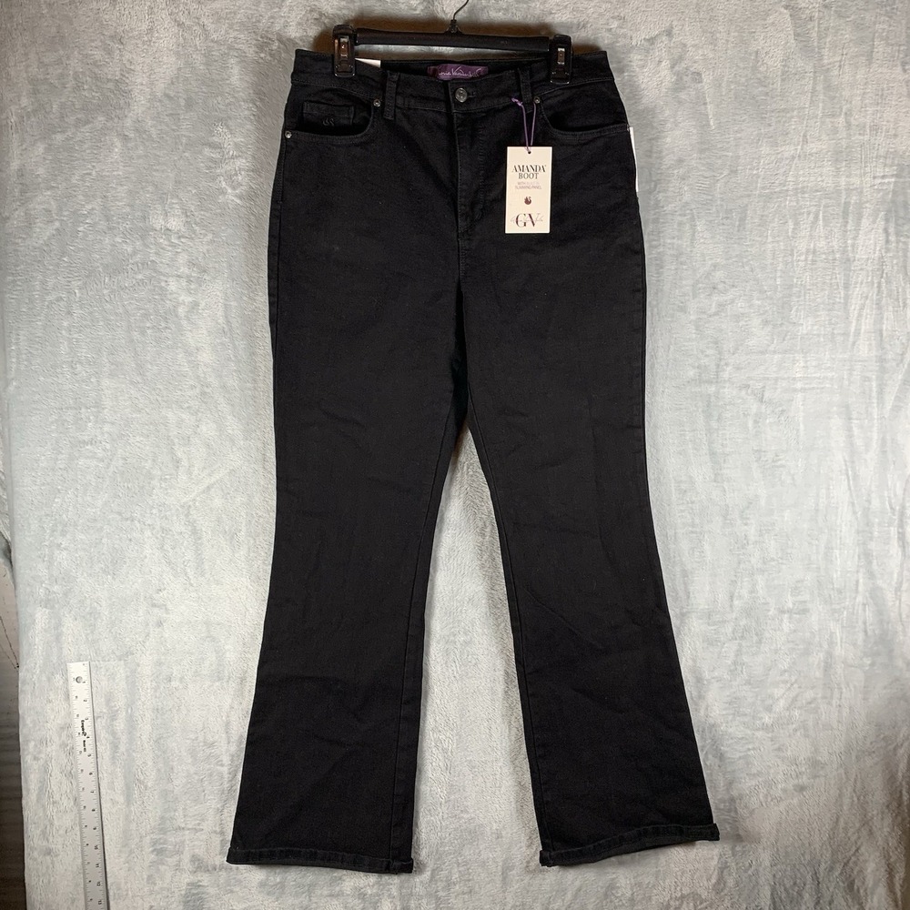 Gloria Vanderbilt Women's Jeans Amanda Bootcut 12 Black Stretch Slimming‎ Panel
